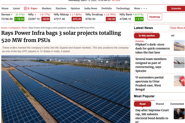 Rays-Power-Infra-bags-3-solar-projects-totalling-520-MW-from-PSUs-Company-News-Business-Standard